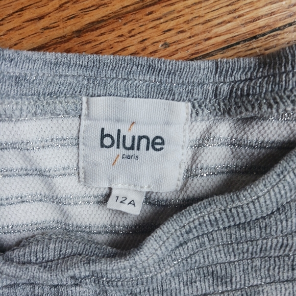 Girls gray striped knit dress size 12 by BLUNE - Picture 2 of 5